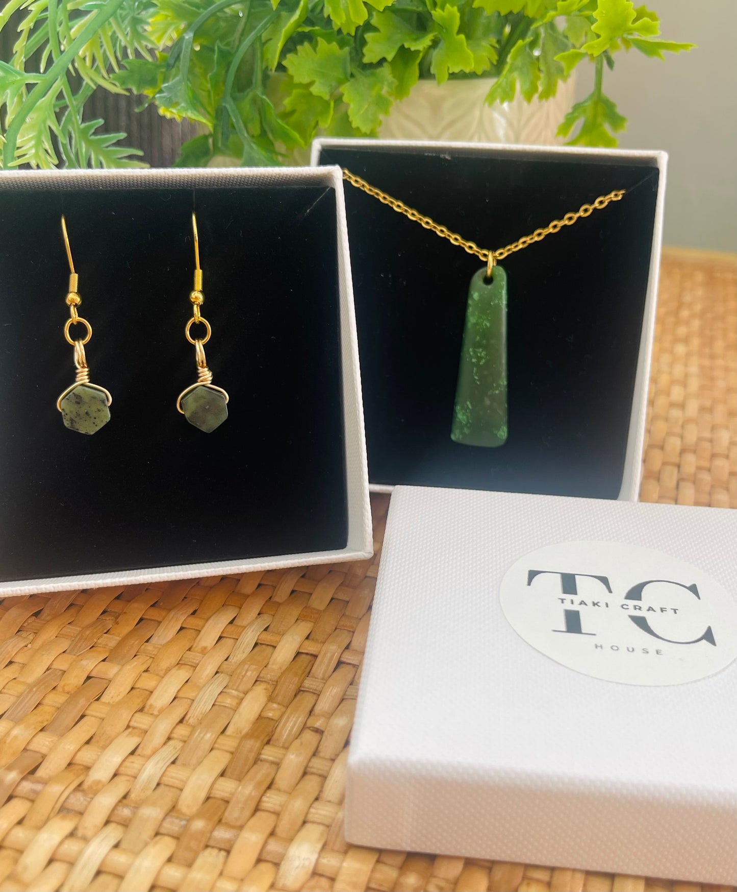 Greenstone Necklace & Earring Set