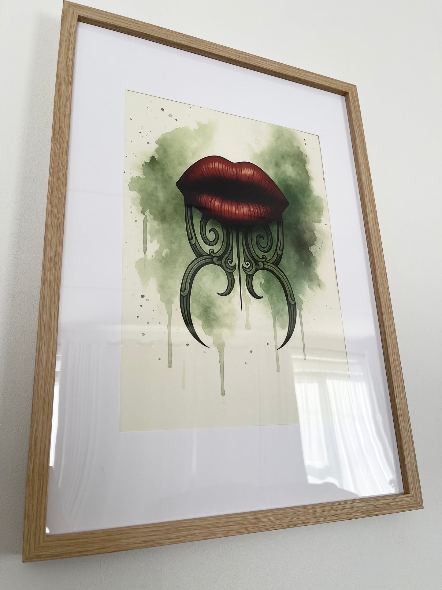 Green & Brown Moko Kauae Fine Art Print