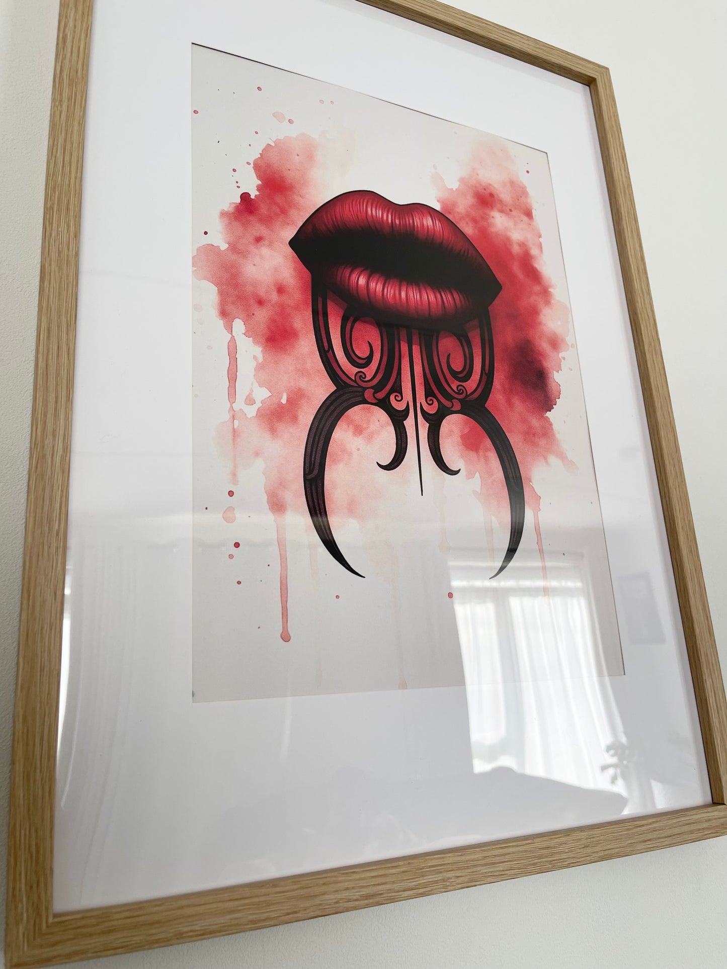 Red Moko Kauae Fine Art Print