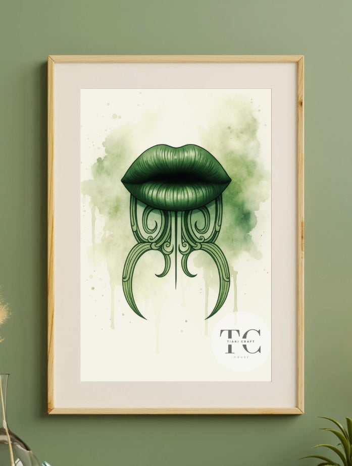 Green Moko Kauae Fine Art Print