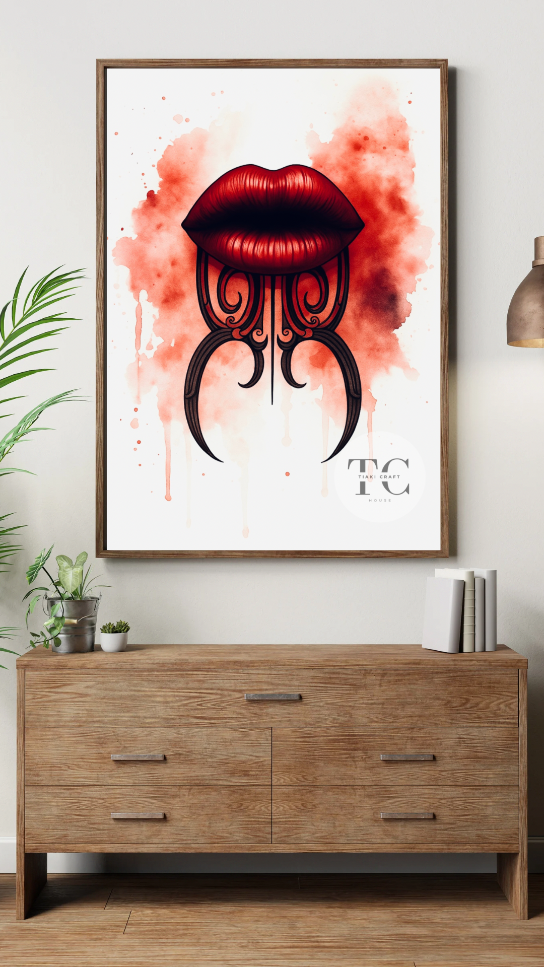 Red Moko Kauae Fine Art Print